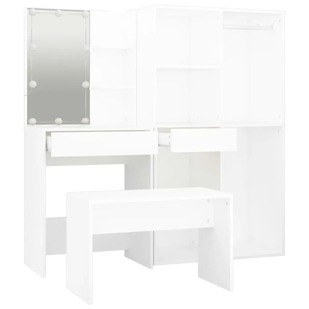 Dressing Table Set with LED White Engineered Wood 3114099