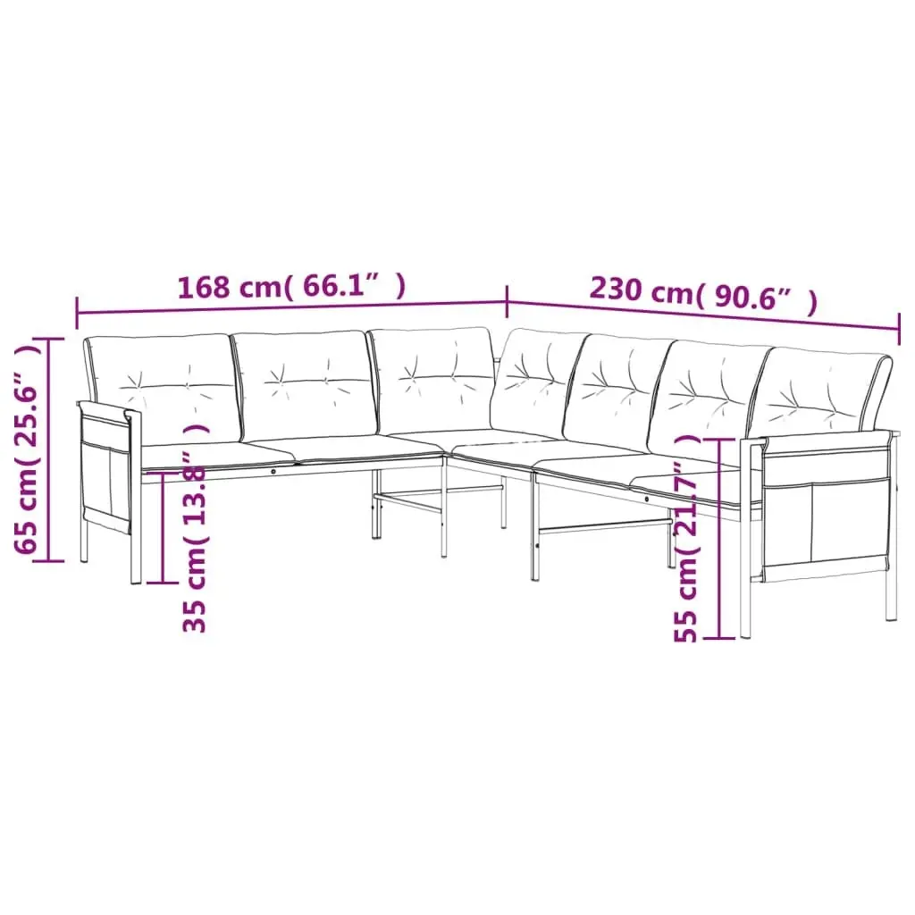 Garden Corner Sofa Anthracite Steel and Textilene 362812