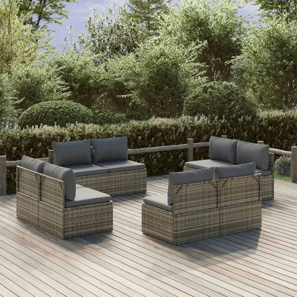 Garden Middle Sofas 8 pcs Grey 57x57x56 cm Poly Rattan 3157505