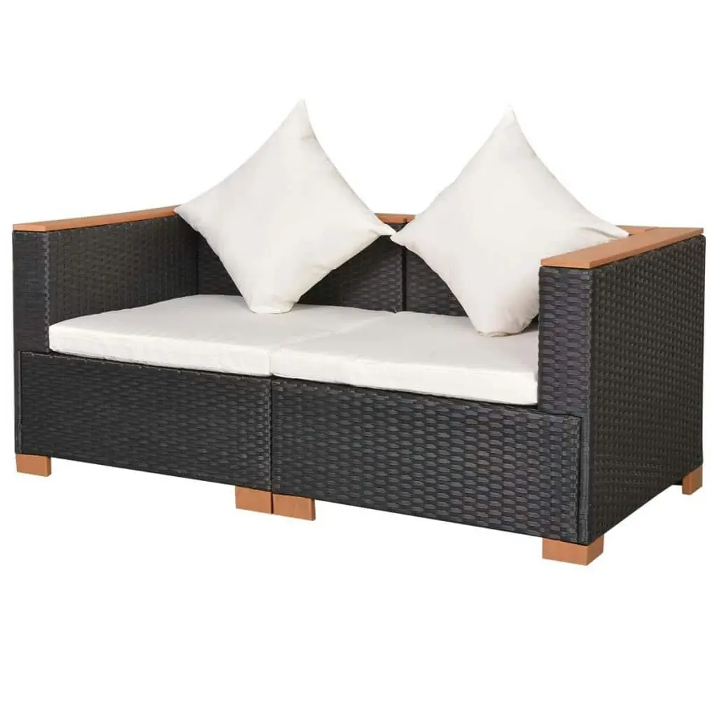 Garden Sofa Poly Rattan Black 42754