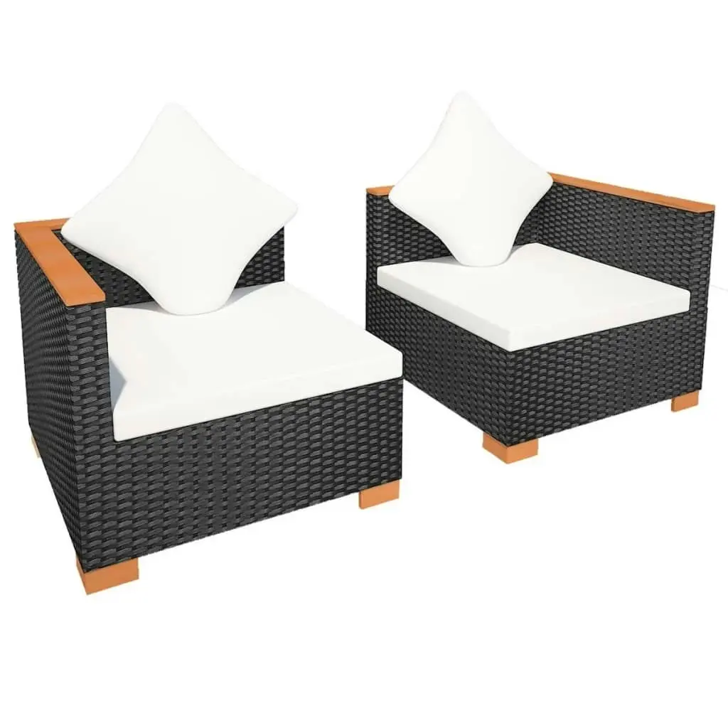 Garden Sofa Poly Rattan Black 42754