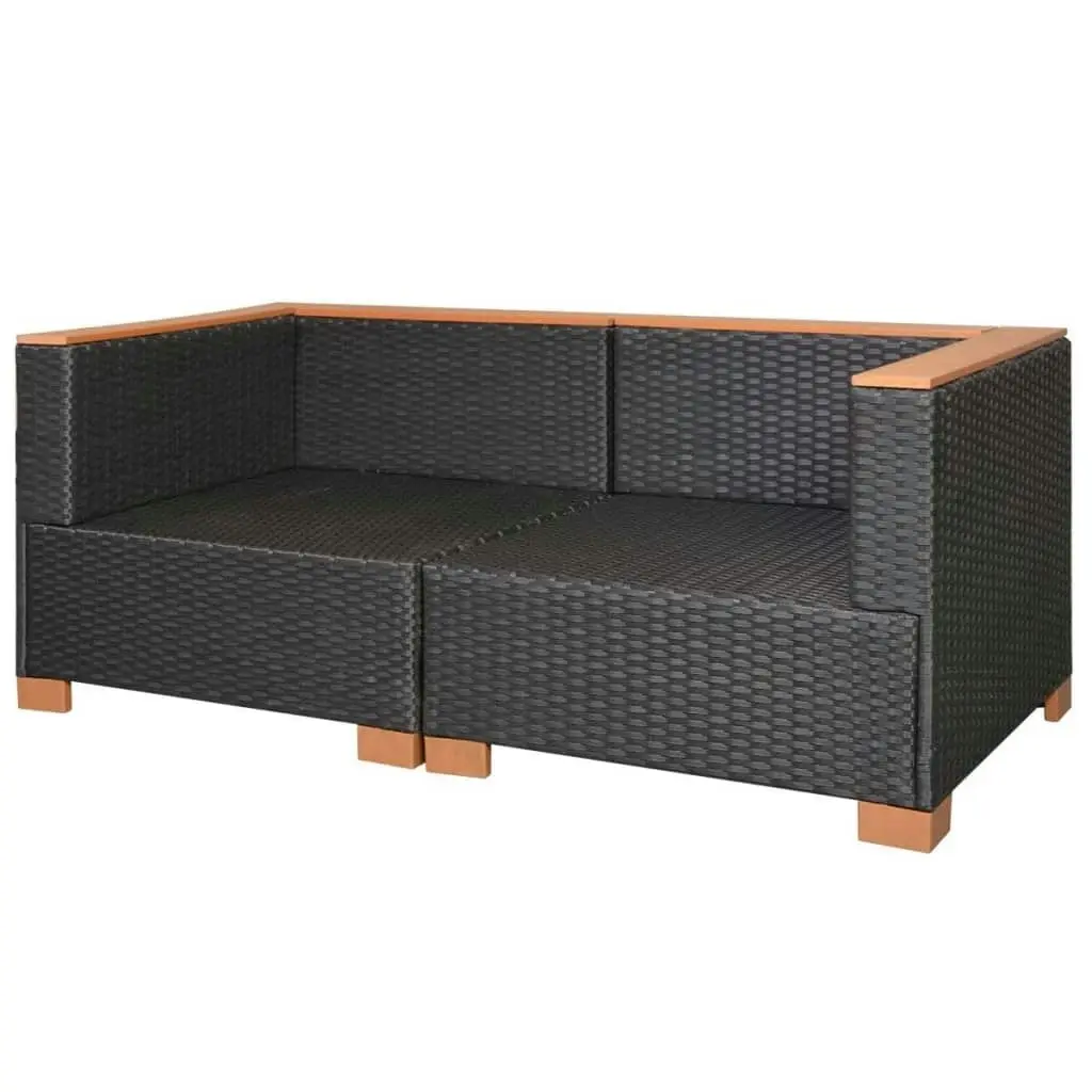 Garden Sofa Poly Rattan Black 42754