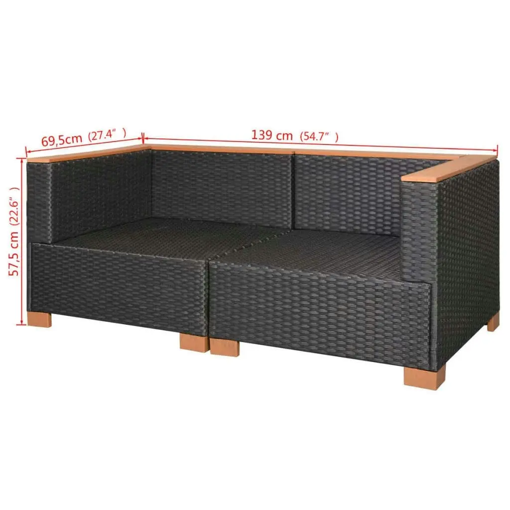 Garden Sofa Poly Rattan Black 42754