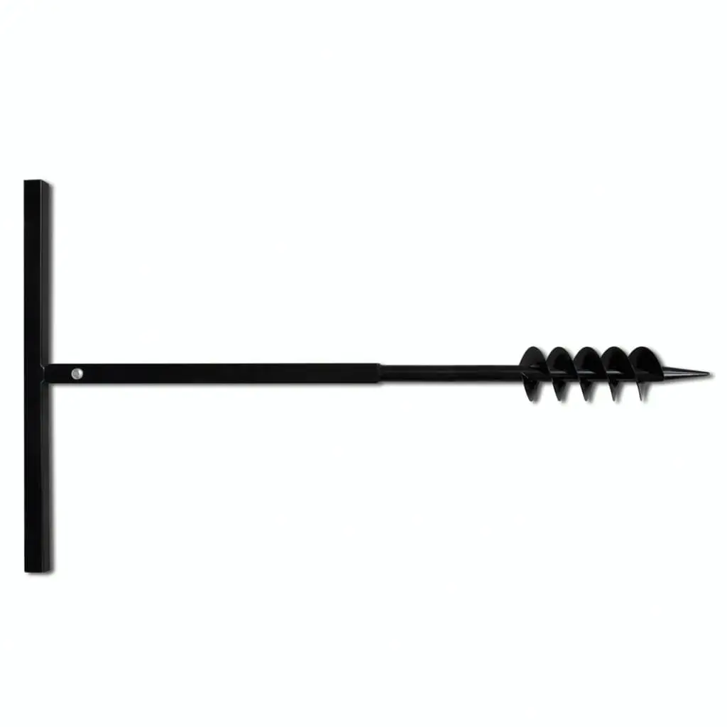 Ground Drill with Handle Auger Bit 80 mm Double Spirals Steel Black 141023