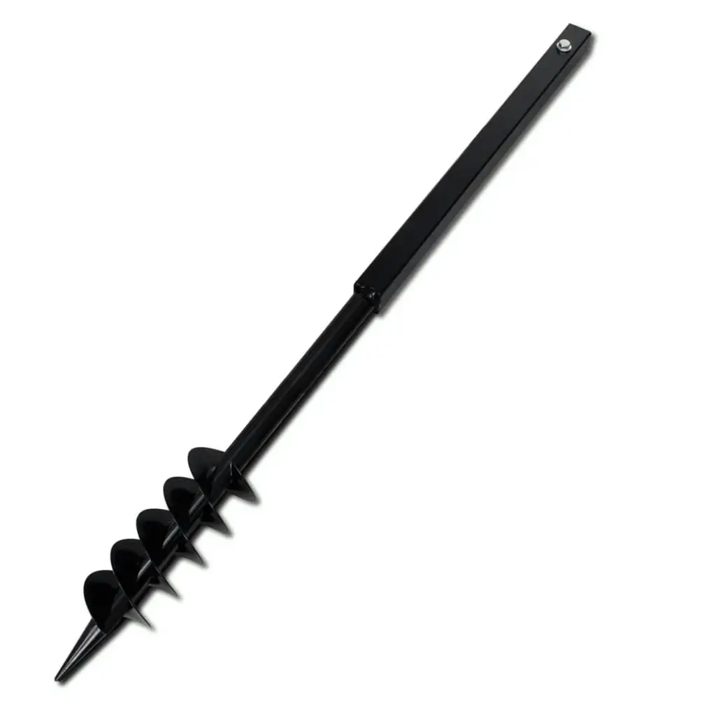 Ground Drill with Handle Auger Bit 80 mm Double Spirals Steel Black 141023