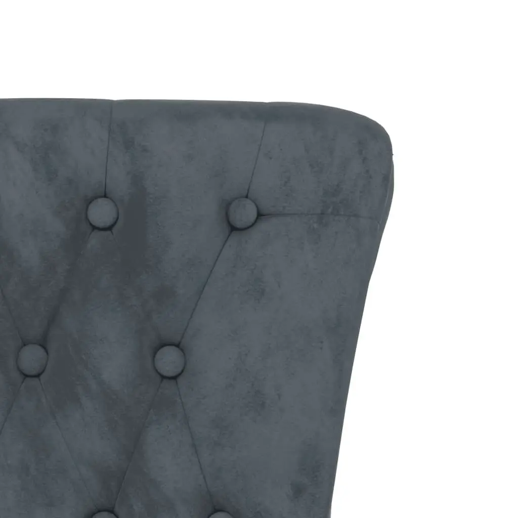 High Back Chair Dark Grey Velvet Button Design 352465