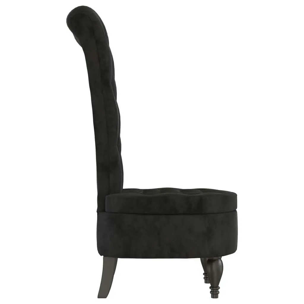 High Back Chair Black Velvet Button Design 352468