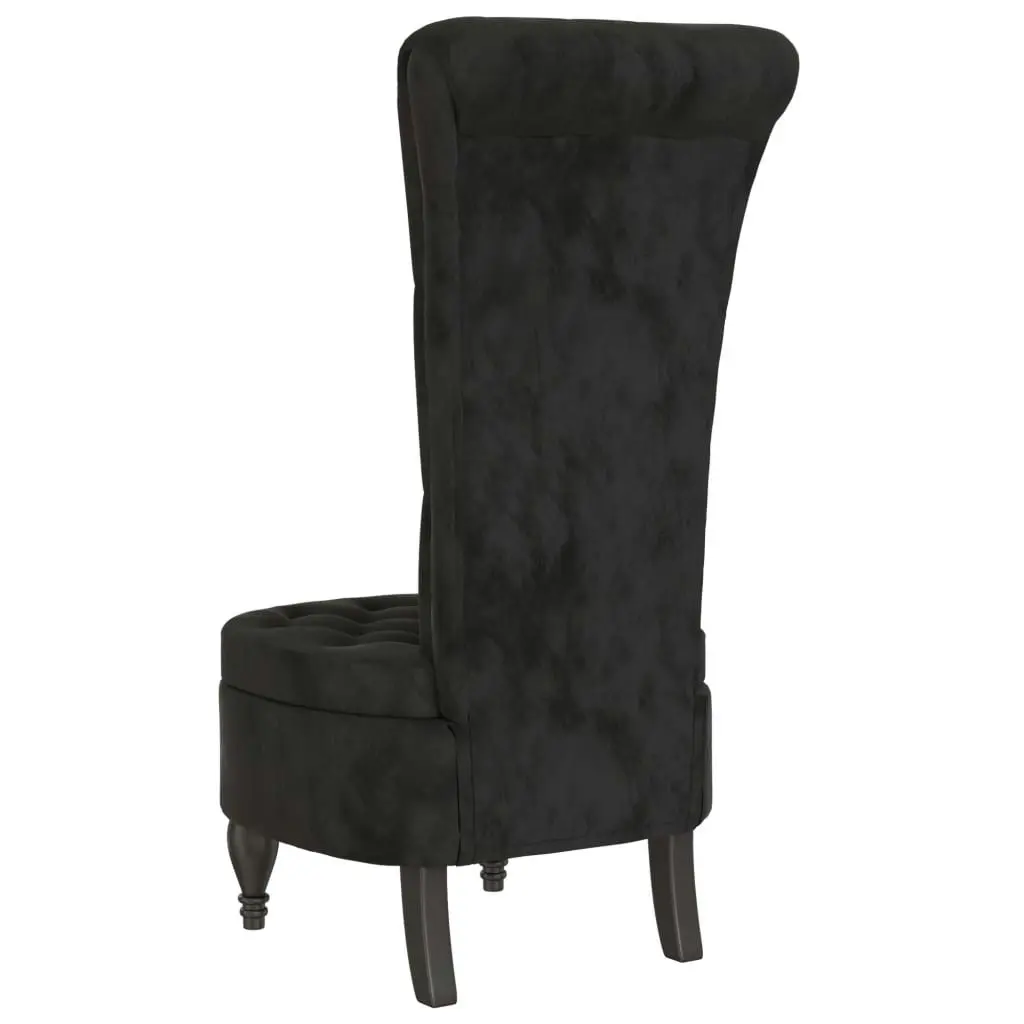 High Back Chair Black Velvet Button Design 352468