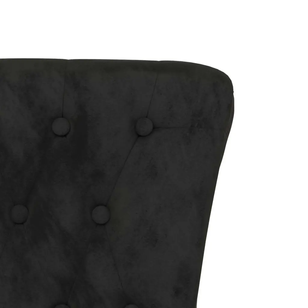 High Back Chair Black Velvet Button Design 352468