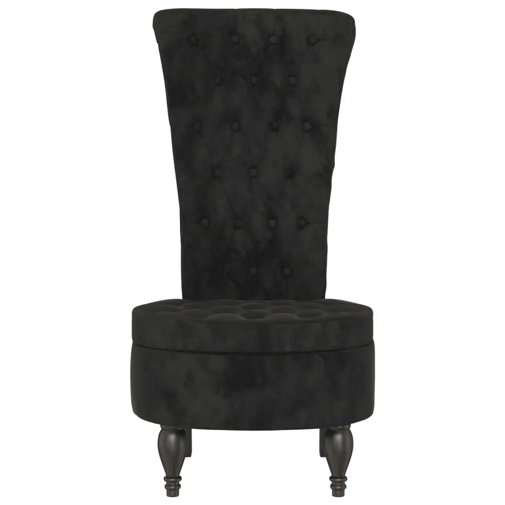 High Back Chair Black Velvet Button Design 352468