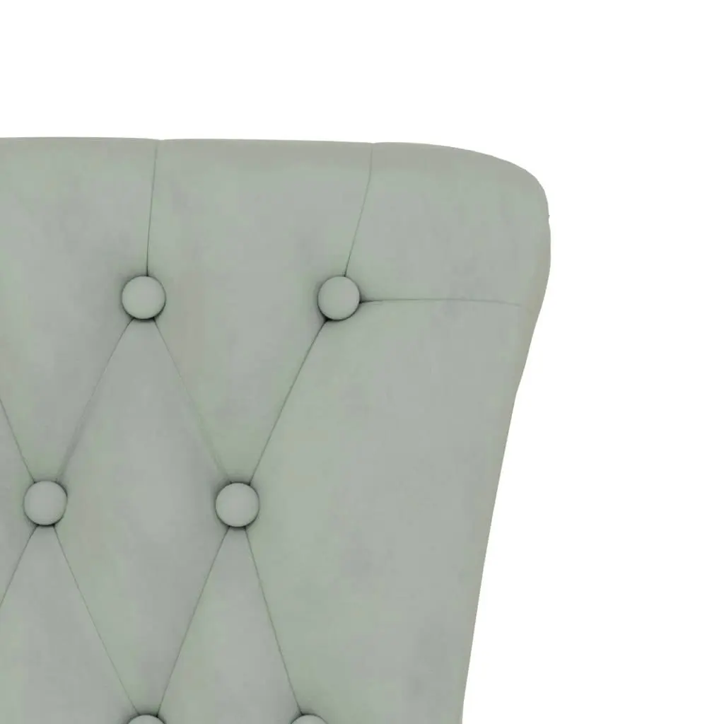 High Back Chair Light Grey Velvet Button Design 352464