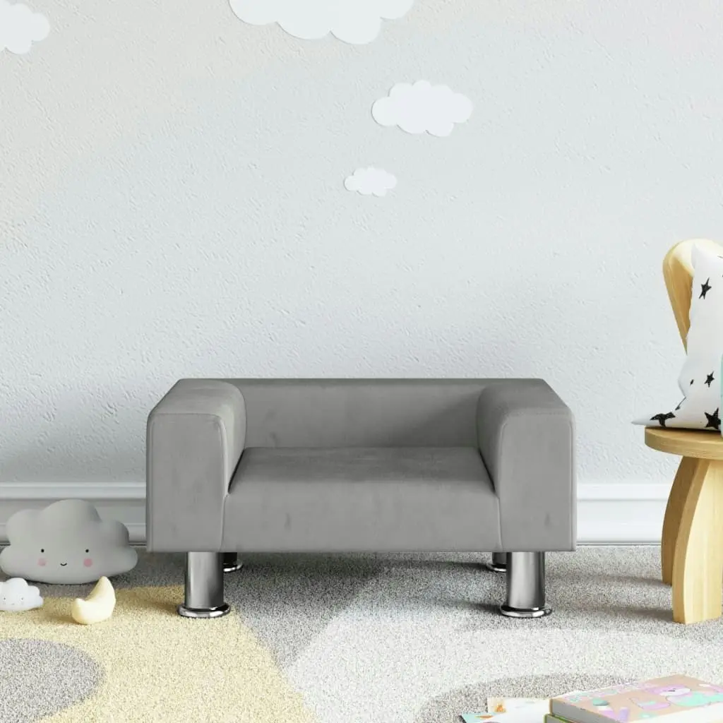 Kids Sofa Light Grey 50x40x26.5 cm Velvet 3196337