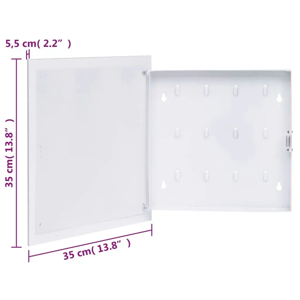 Key Box with Magnetic Board White 35x35x5.5 cm 322776