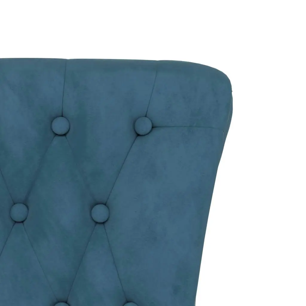 High Back Chair Blue Velvet Button Design 352463