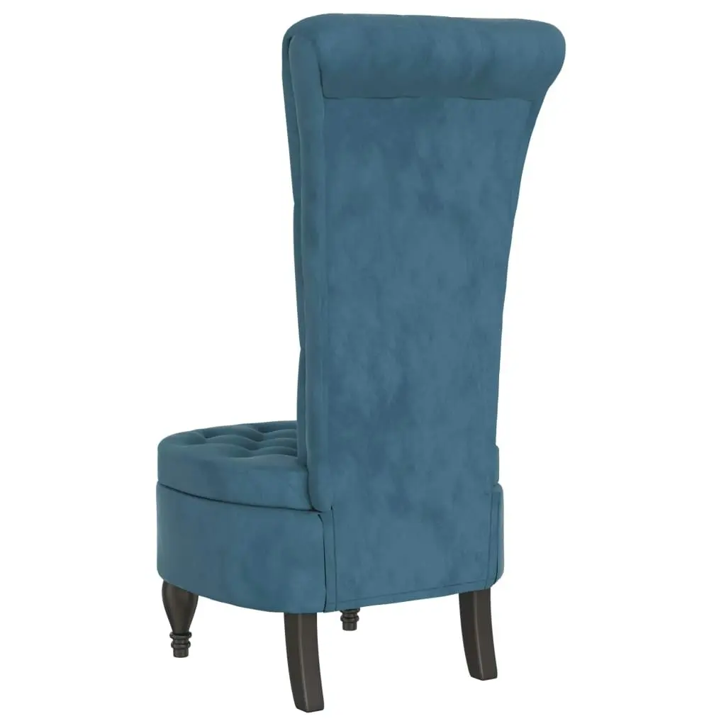 High Back Chair Blue Velvet Button Design 352463