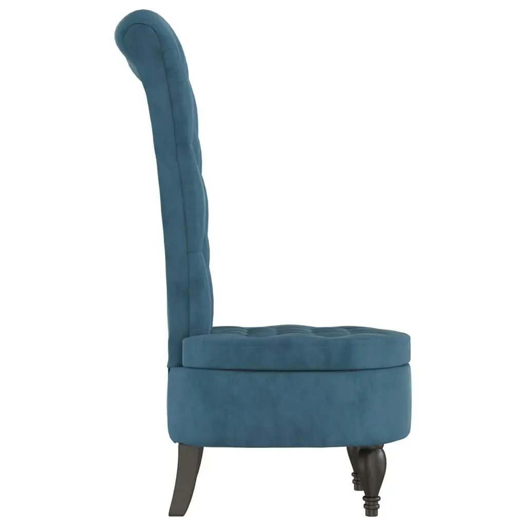 High Back Chair Blue Velvet Button Design 352463