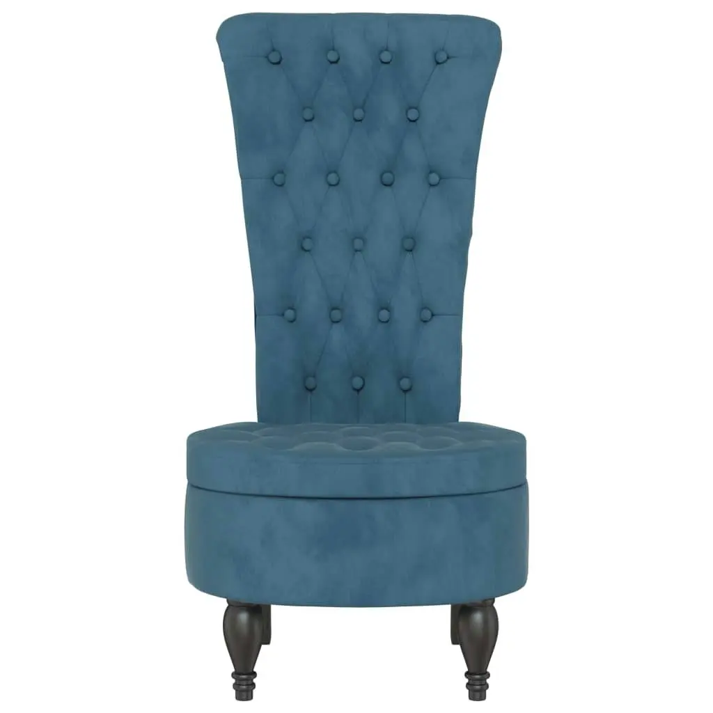 High Back Chair Blue Velvet Button Design 352463