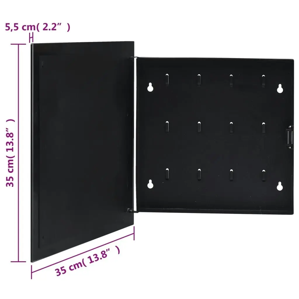 Key Box with Magnetic Board Black 35x35x5.5 cm 322777