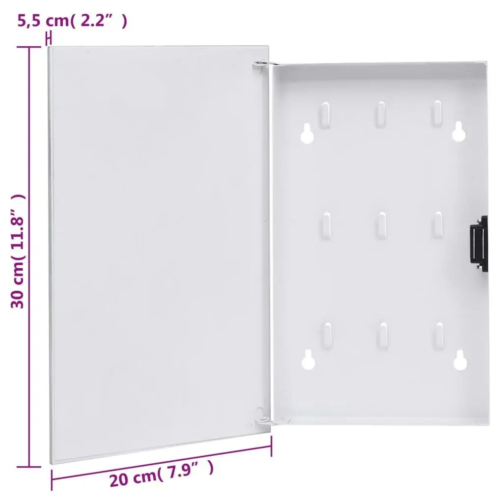 Key Box with Magnetic Board White 30x20x5.5 cm 322778