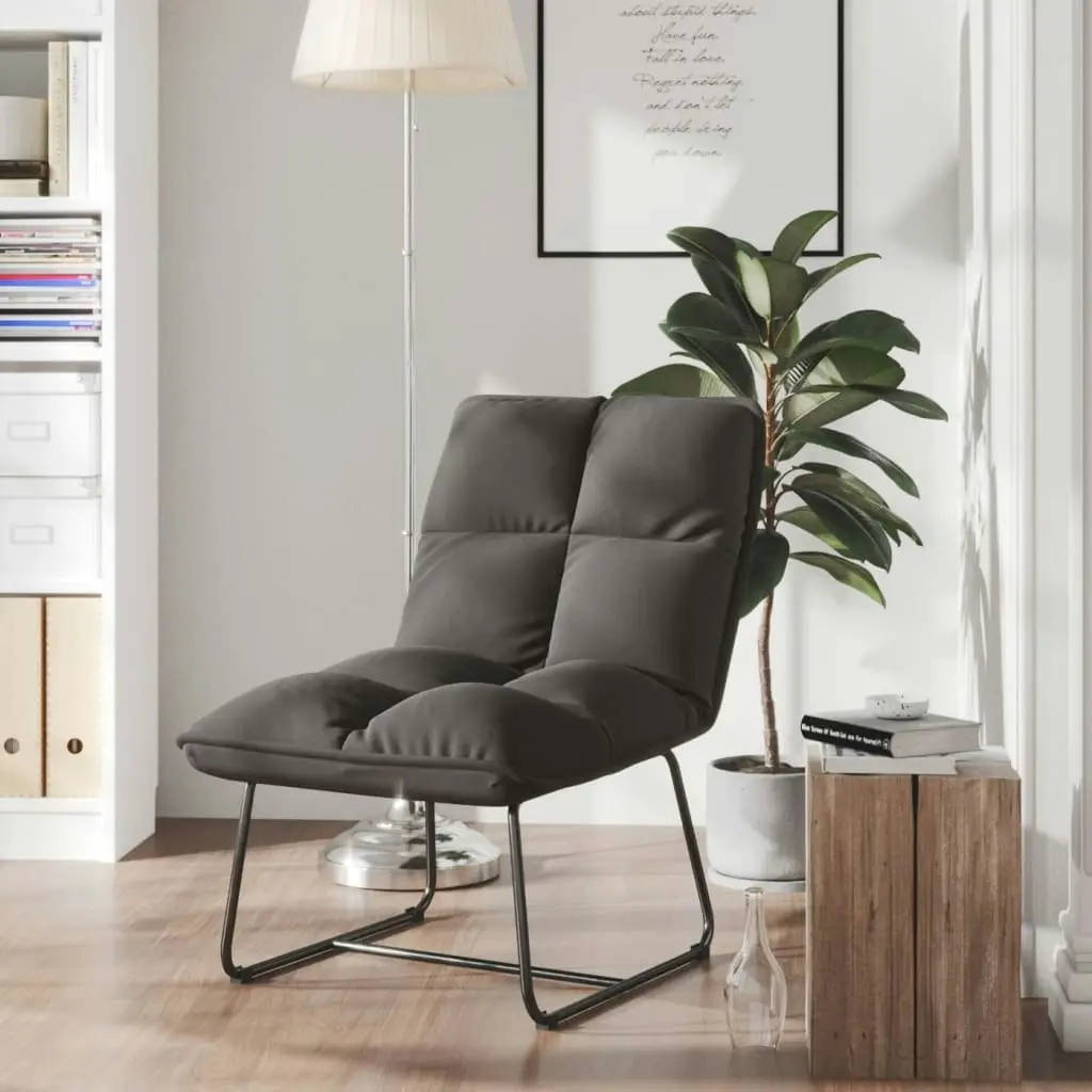 Leisure Chair with Metal Frame Dark Grey Velvet 336533