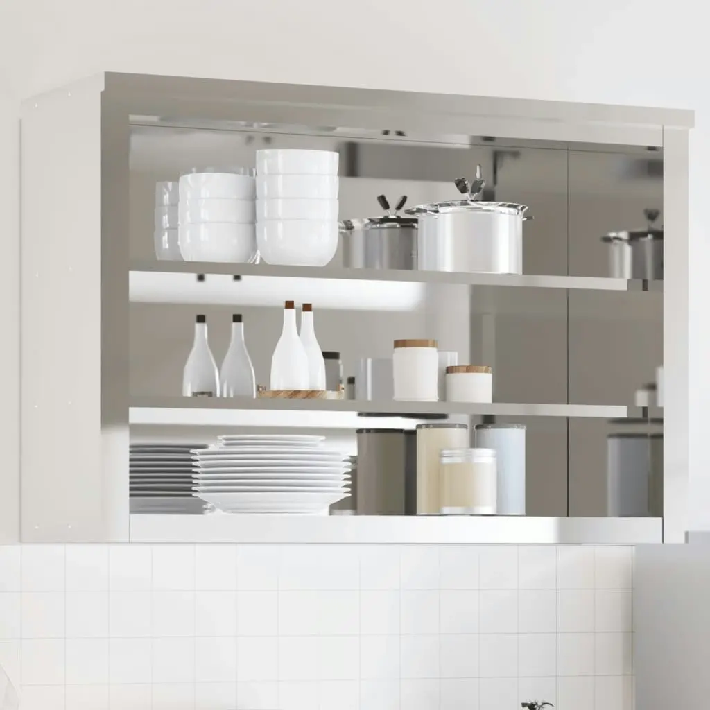 Kitchen Wall Cabinet with Shelves Stainless Steel 376447