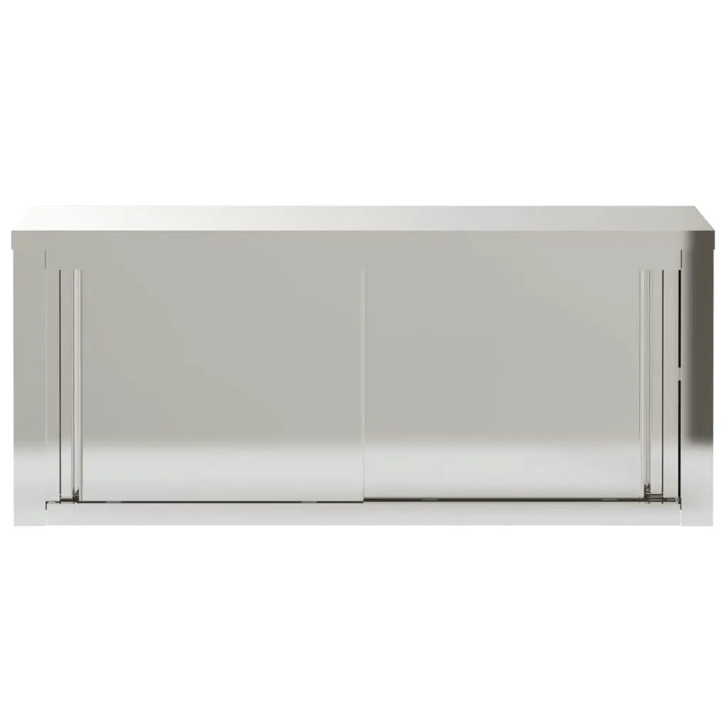 Kitchen Wall Cabinet with Sliding Doors Stainless Steel 376443