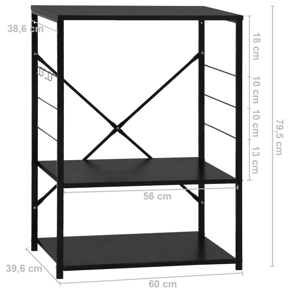 Microwave Cabinet Black 60x39.6x79.5 cm Engineered Wood 288234