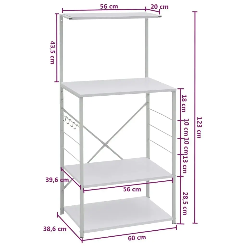 Microwave Cabinet White 60x39.6x123 cm Engineered Wood 288240