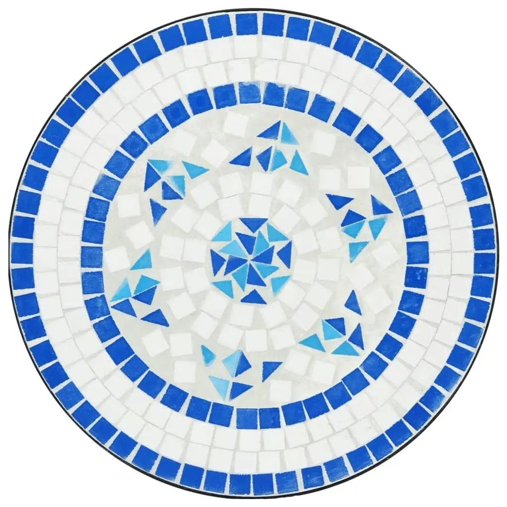 Mosaic Bistro Set Blue and White Iron and Ceramic 3216353