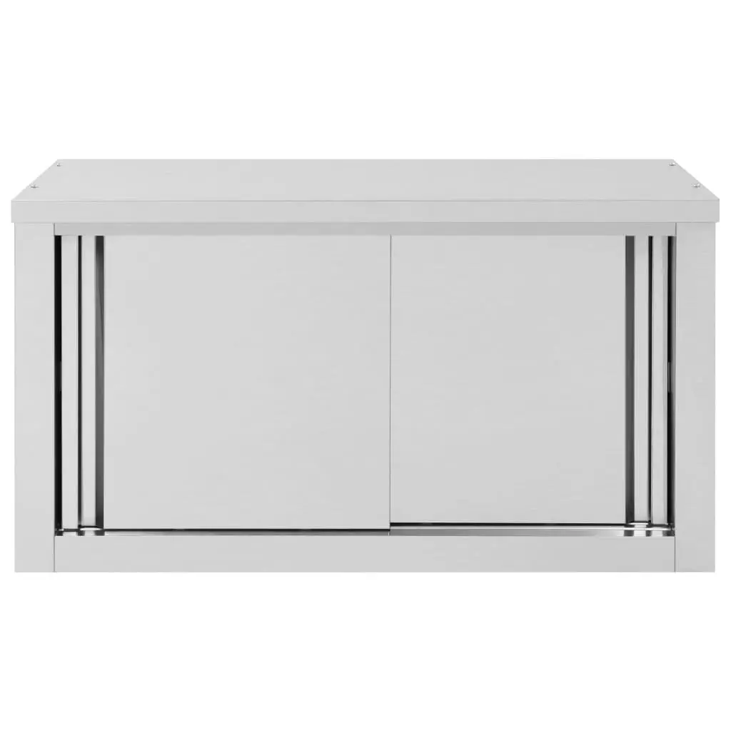 Kitchen Wall Cabinet with Sliding Doors 90x40x50 cm Stainless Steel 51052