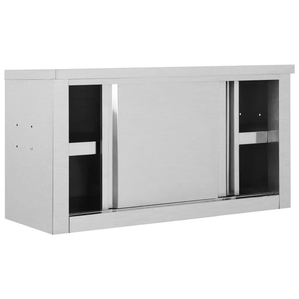 Kitchen Wall Cabinet with Sliding Doors 90x40x50 cm Stainless Steel 51052