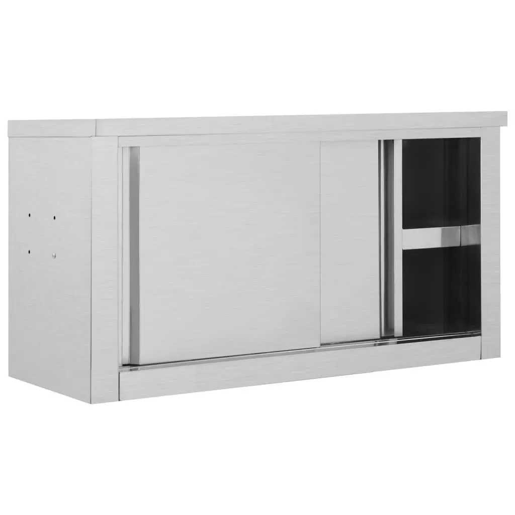 Kitchen Wall Cabinet with Sliding Doors 90x40x50 cm Stainless Steel 51052