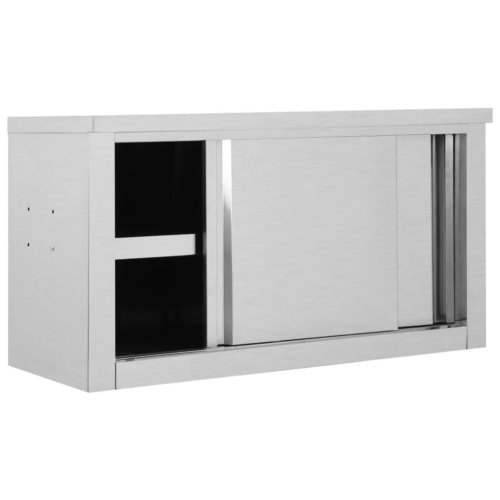 Kitchen Wall Cabinet with Sliding Doors 90x40x50 cm Stainless Steel 51052