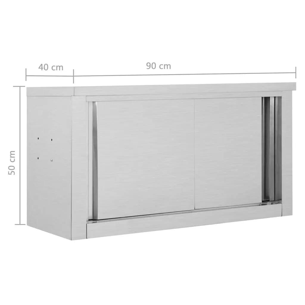 Kitchen Wall Cabinet with Sliding Doors 90x40x50 cm Stainless Steel 51052