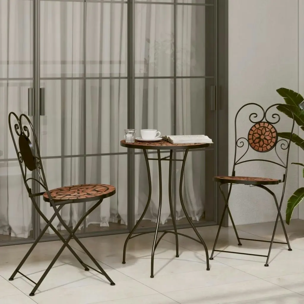 Mosaic Bistro Set Terracotta Iron and Ceramic 3216352