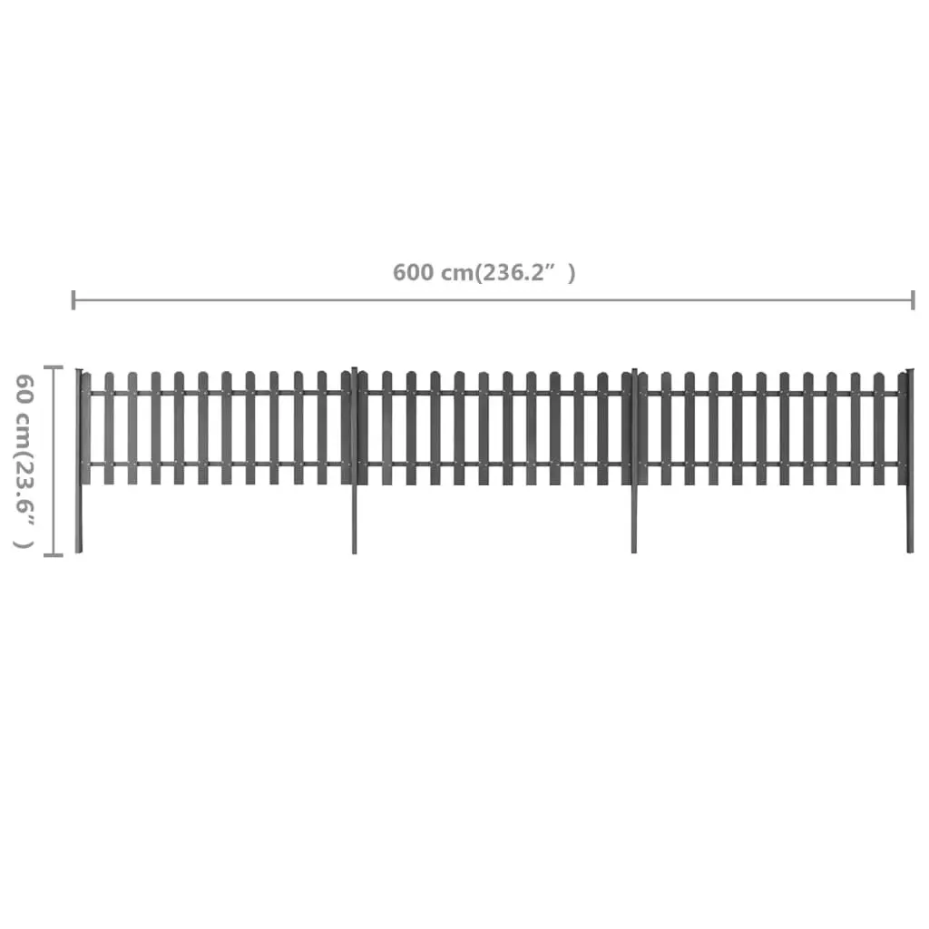 Picket Fence with Posts 3 pcs WPC 600x60 cm 42826