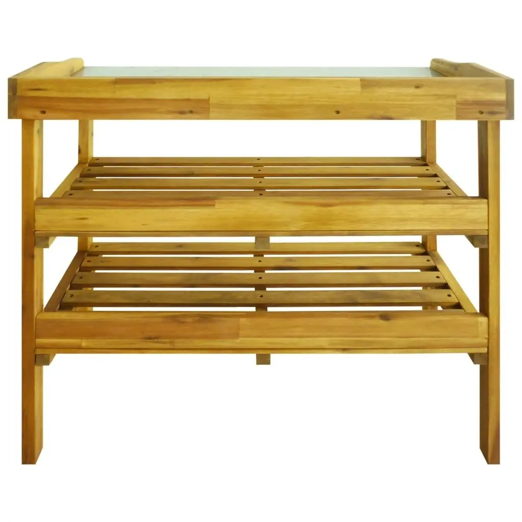 Potting Bench with 2 Shelves Solid Acacia Wood and Zinc 43795