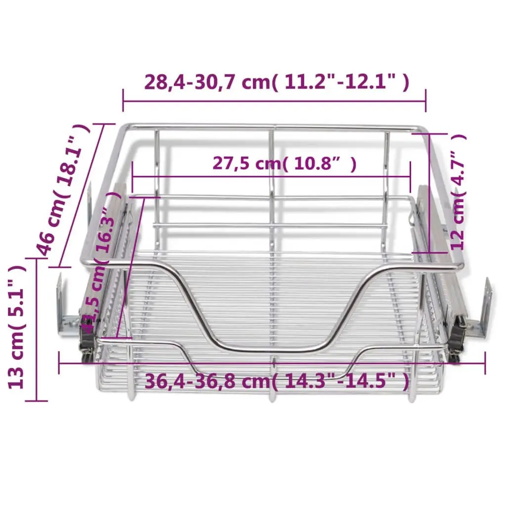 Pull-Out Wire Baskets 2 pcs Silver 400 mm 50479