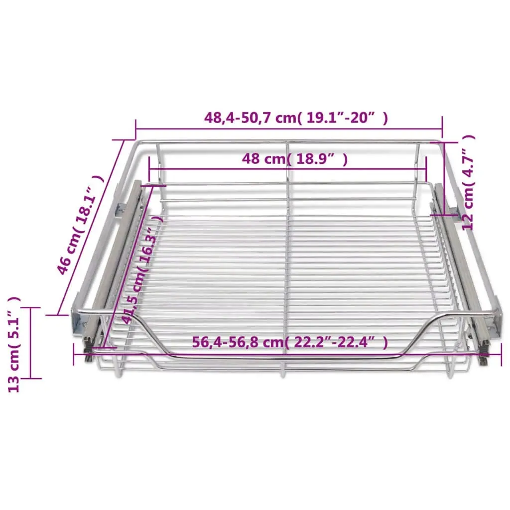 Pull-Out Wire Baskets 2 pcs Silver 600 mm 50481