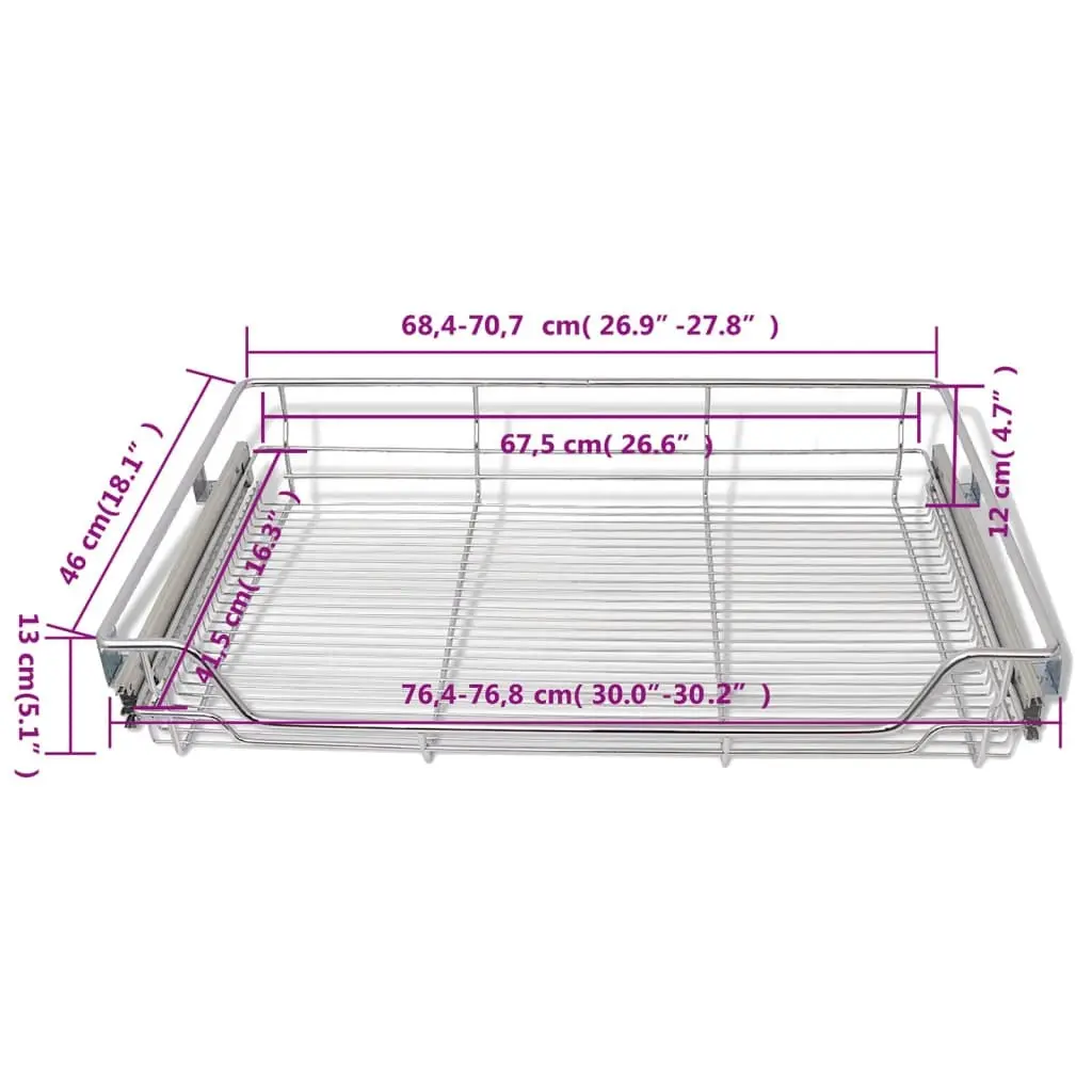 Pull-Out Wire Baskets 2 pcs Silver 800 mm 50482