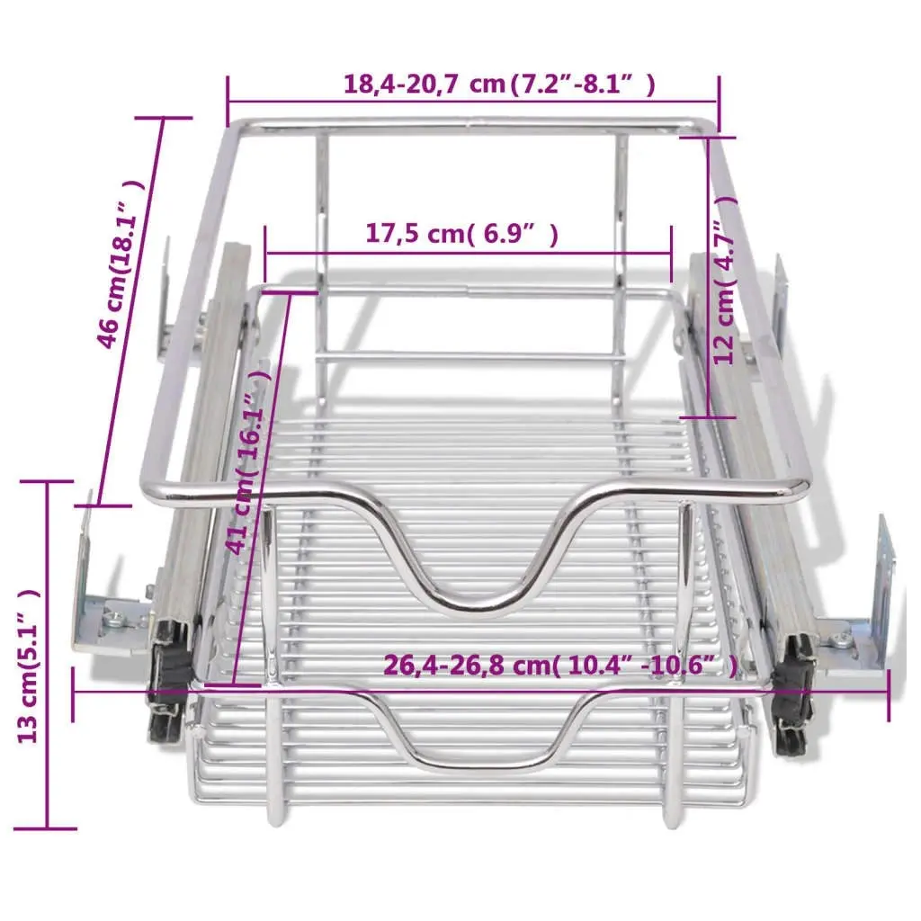 Pull-Out Wire Baskets 2 pcs Silver 300 mm 50478