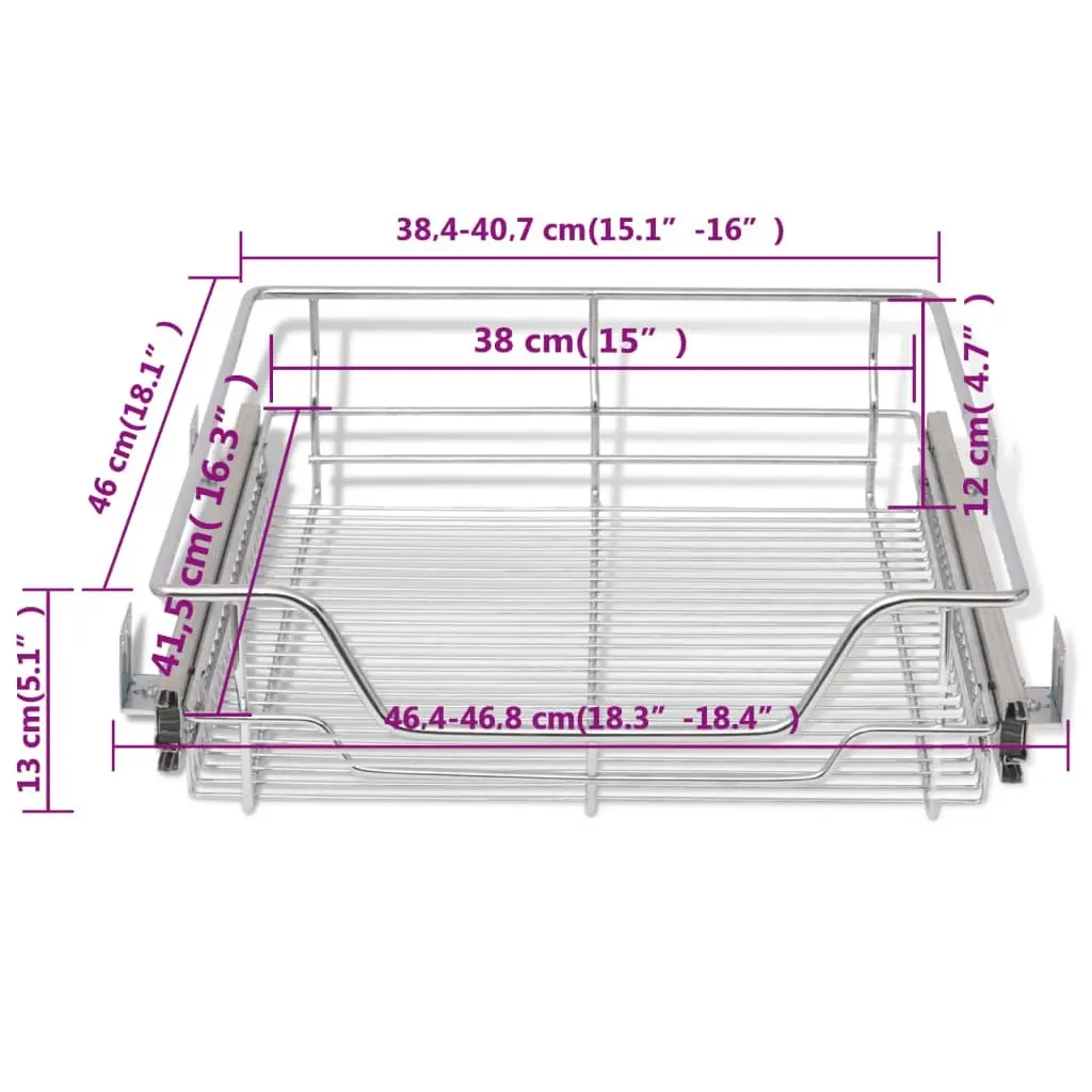 Pull-Out Wire Baskets 2 pcs Silver 500 mm 50480