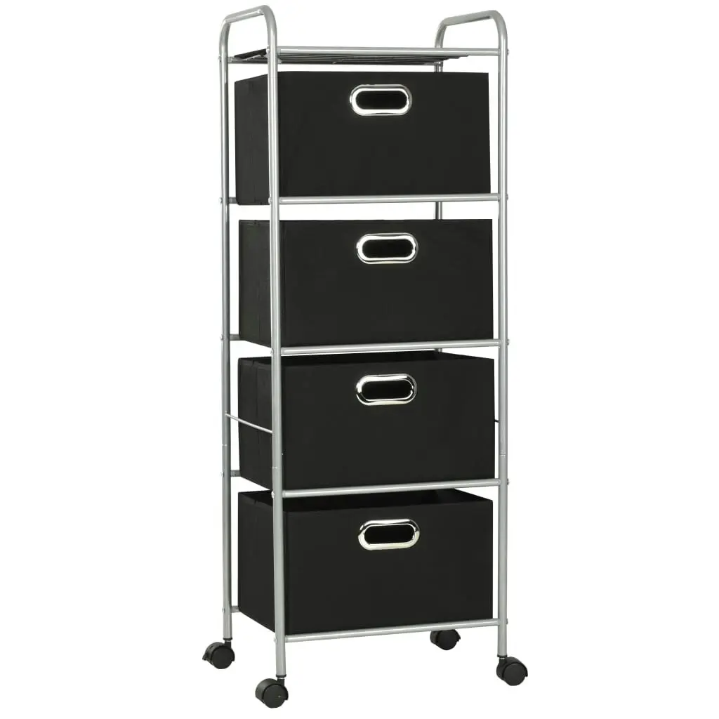 Shelving Unit with 4 Storage Boxes Steel and Non-woven Fabric 245750