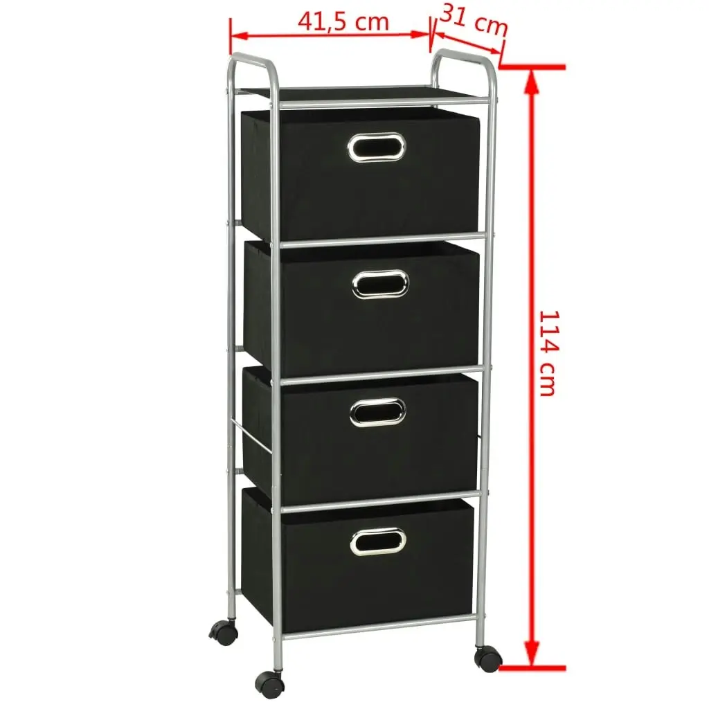 Shelving Unit with 4 Storage Boxes Steel and Non-woven Fabric 245750