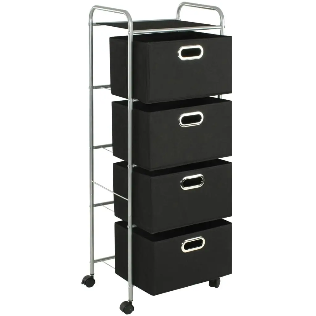 Shelving Unit with 4 Storage Boxes Steel and Non-woven Fabric 245750