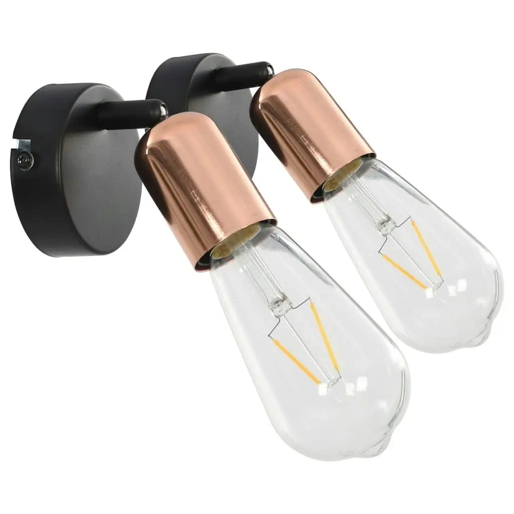 Spot Lights 2 pcs Black and Copper E27 281410