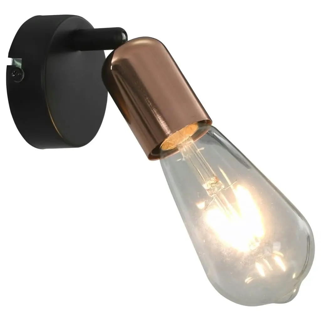 Spot Lights 2 pcs with Filament Bulbs 2 W Black and Copper E27 281409