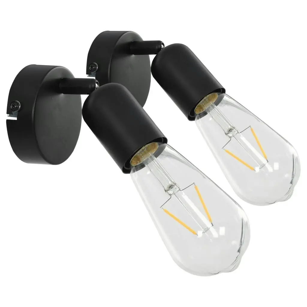 Spot Lights 2 pcs with Filament Bulbs 2 W Black E27 281411