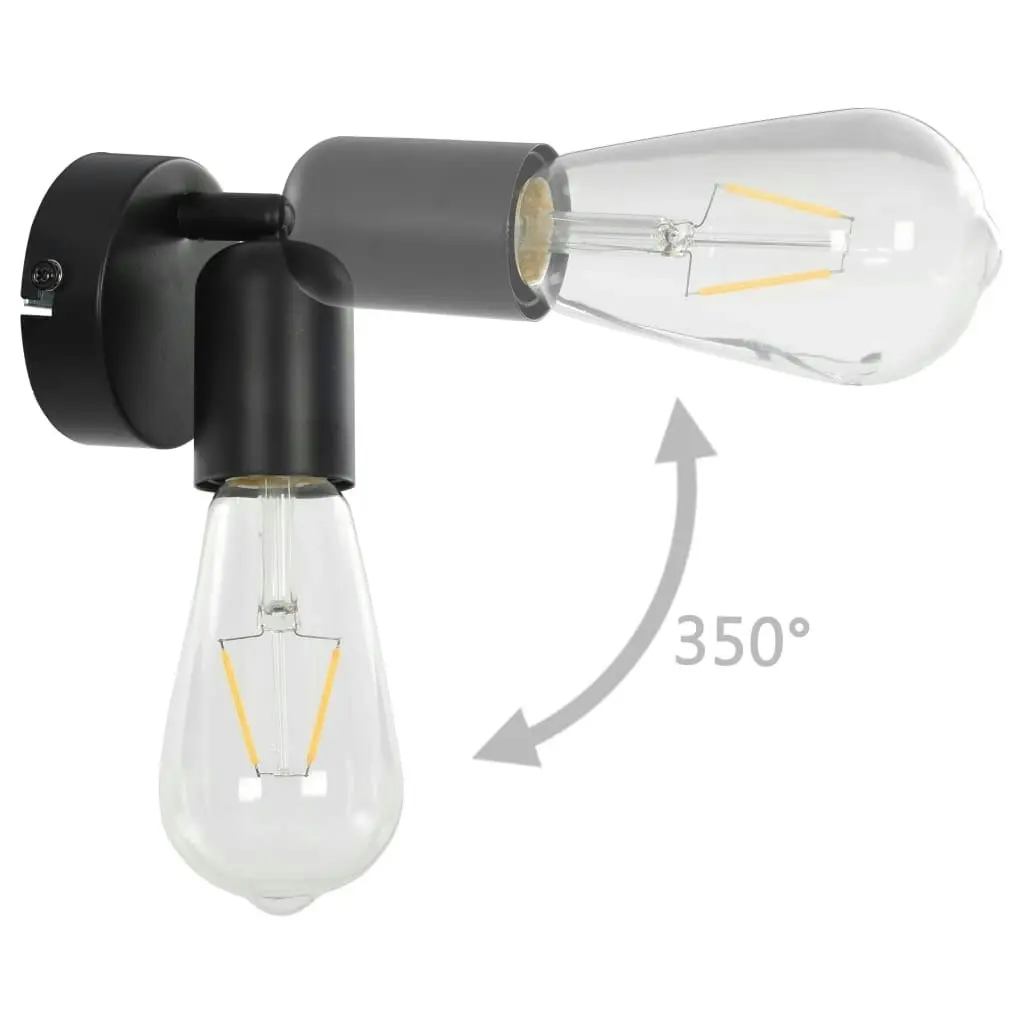 Spot Lights 2 pcs with Filament Bulbs 2 W Black E27 281411