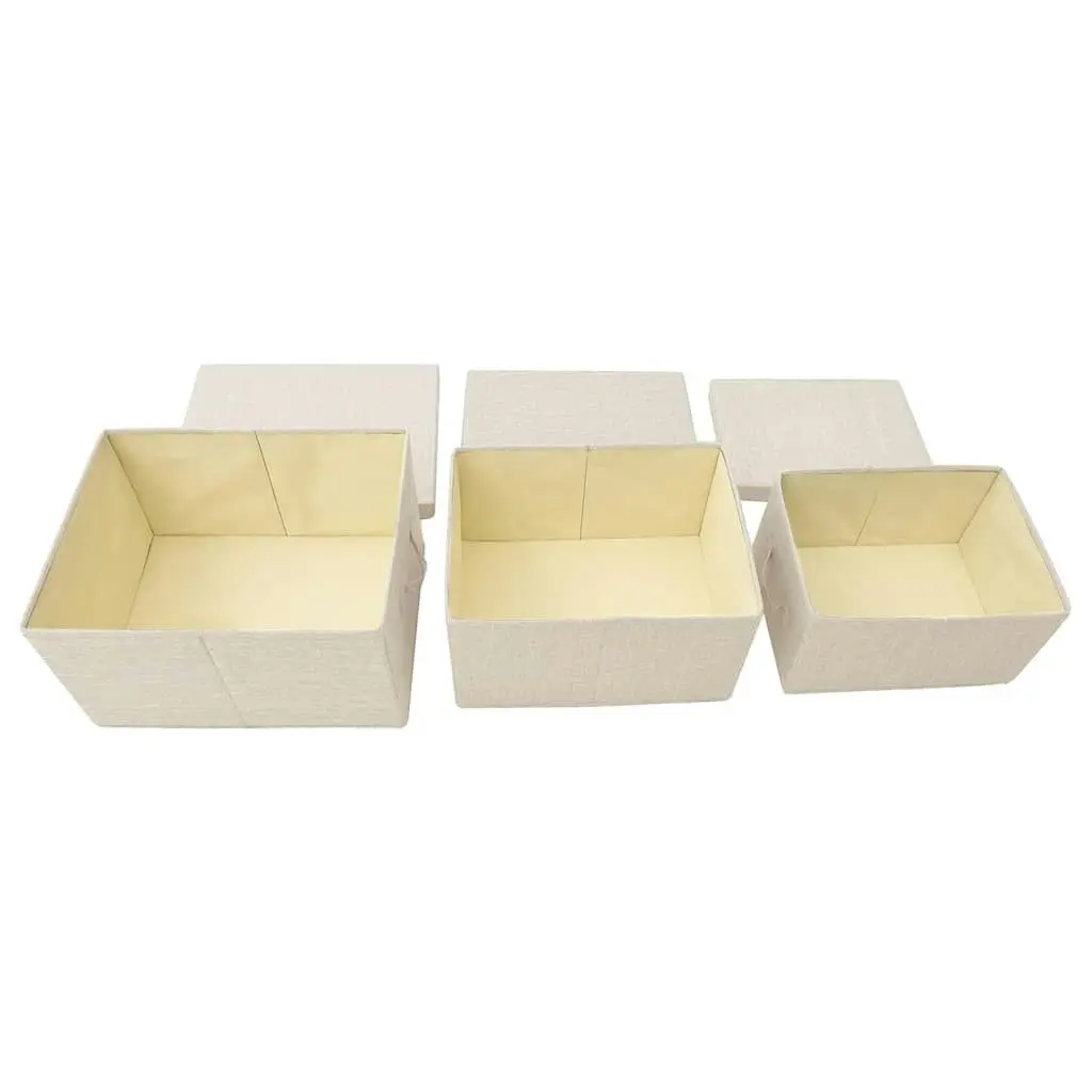 Stackable Storage Box Set of 3 Piece Fabric Cream 332920